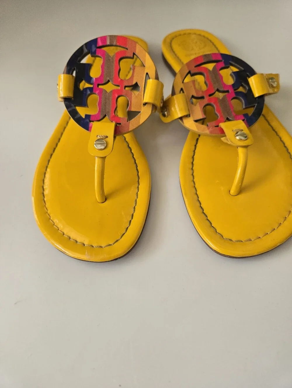 Tory Burch Bright Yellow Patent Miller Sandals